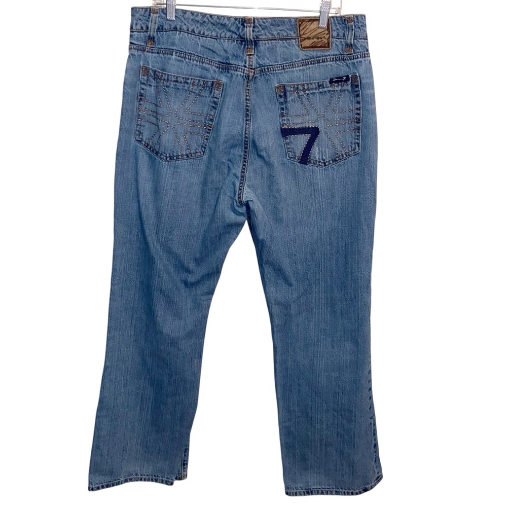 Seven 7 Jeans Mens 36X31 Denim Faded Wash Blue Distressed Y2K 90s Logo pockets